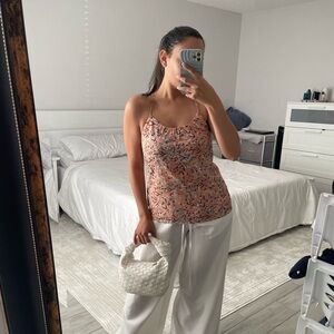 W118 by Walter Baker Pink Abstract Razor-back Flowy Tank Top